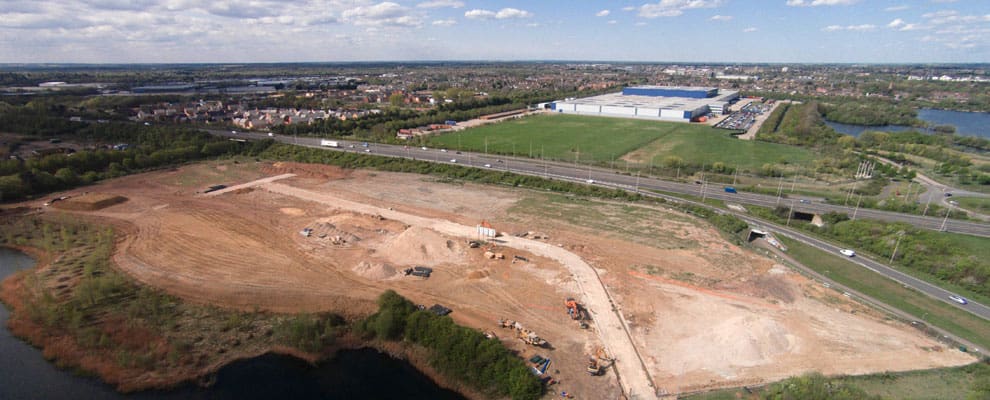 Aerial construction site shot before build.