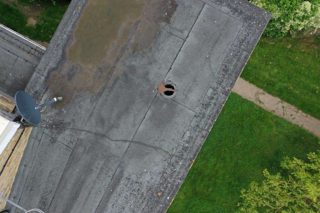 Aerial shot of roof condition survey
