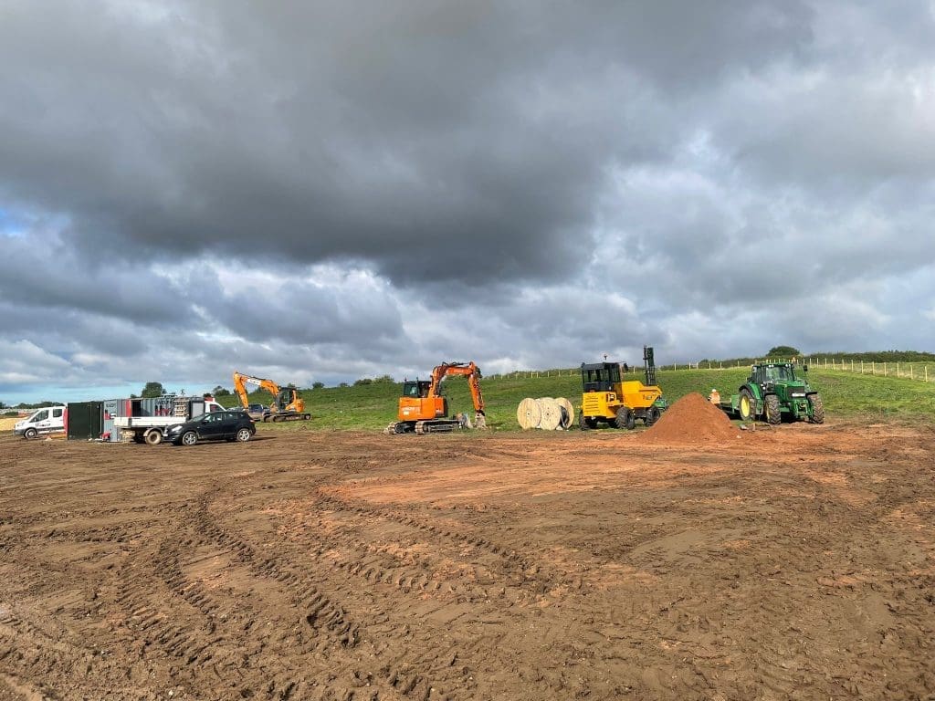 Construction monitoring with a drone on a solar farm - site just starting