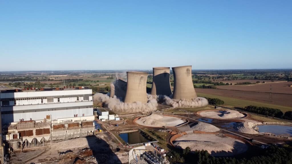 Aerial image of a demolition.
