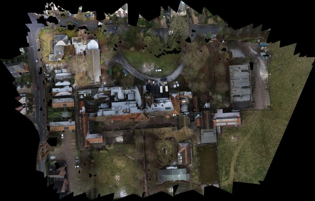 Orthomosaic photo of school building