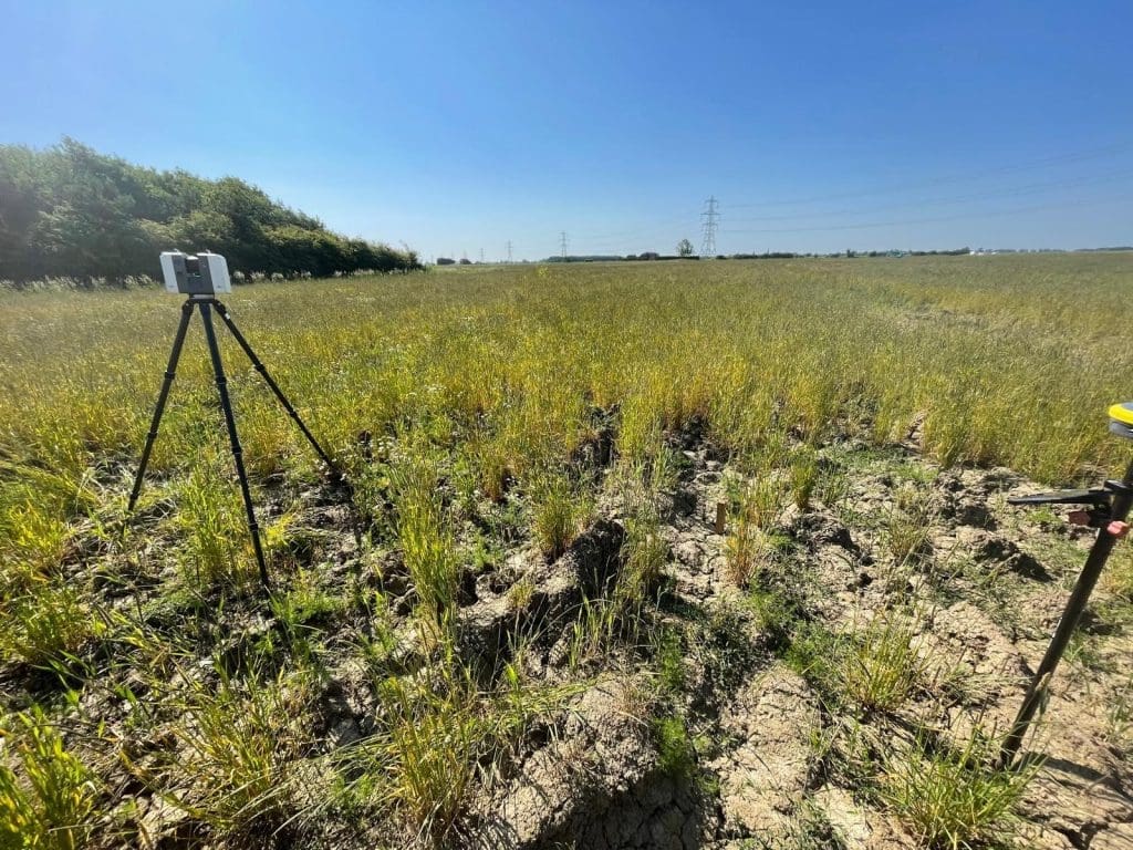 Topographic survey in a field