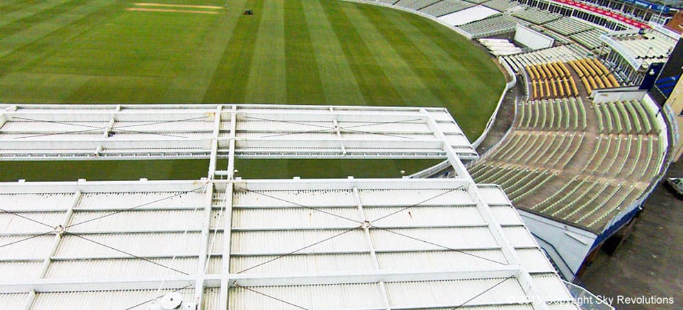 Aerial image of roof inspection