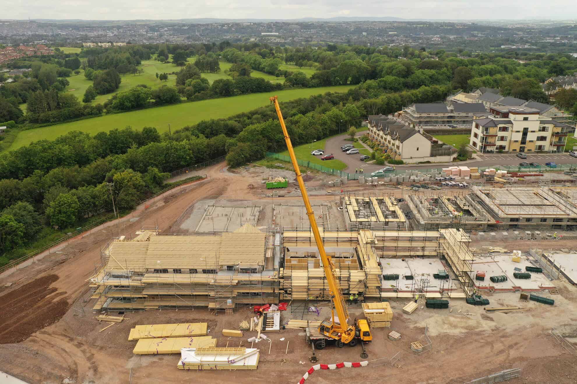 Aerial shot of construction site in progress